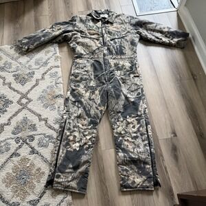 Vtg Mossy Oak Camo Camoflage Treebark Hunting Suit Insulate Coveralls Men Size M